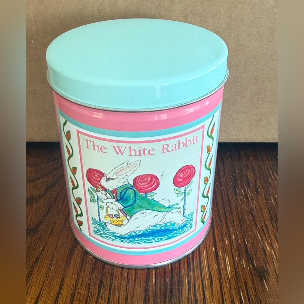 Vintage The White Rabbit Tin 1991 Target Easter Bunny‎ Rabbit Hole Story